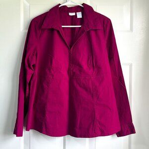 In Due Time Magenta V-Neck Colla Maternity Blouse Size XL